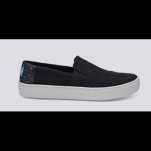 Toms slip-on, black chambray